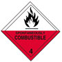 Warning Spontaneously Combustible Label